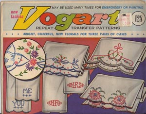 vintage Vogart hot iron on transfers, pillowcases to embroider